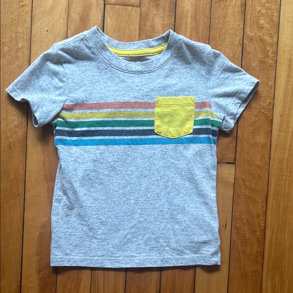 Cat & Jack Gray and Yellow Short Sleeve Tee with Stripes